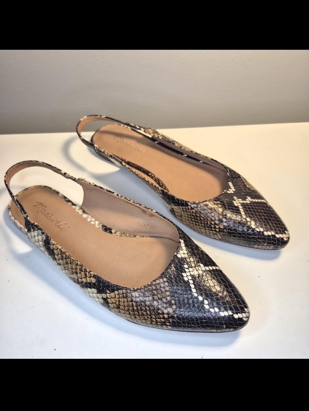 Madewell Leather "Snakeskin" Margo Slingback - 8.5